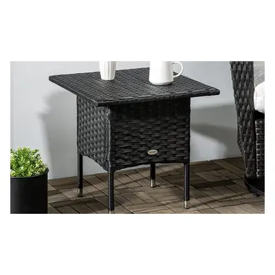 Outsunny Rattan-Effect Garden Table, 867-133V00BK (Rattan Side Table)