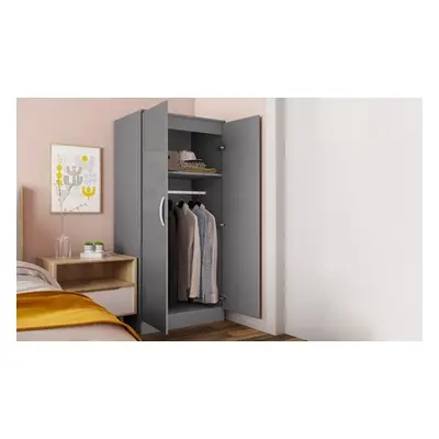 HomCom High Gloss Grey Wardrobe