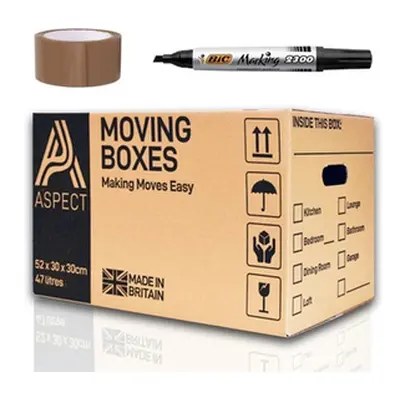 Aspect Large Moving Boxes with Lids and Handles, 40 Packs