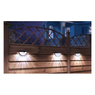 Two-Piece Six-LED Solar Fence Wall Lights, Black-Warm Light