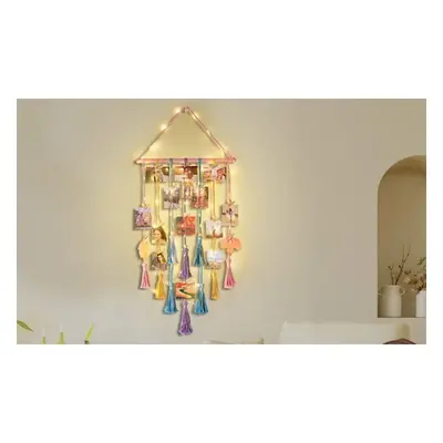 LED Hanging Photo Display Wall Decor with 20 Clips, Beige