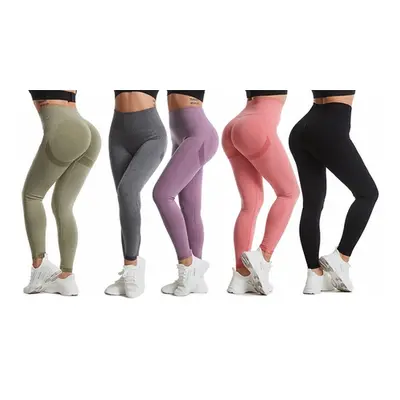 Women'sSeamless Butt-Lifting Workout Leggings, Black,UK 12-14 XL