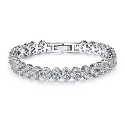 Tennis Bracelet with a Locking Clasp, Gold