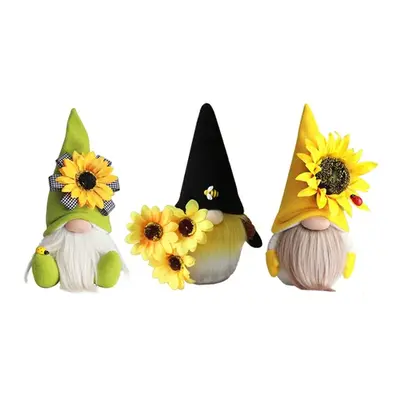 Sunflower and Bee Faceless Gnome Decoration, Green,1