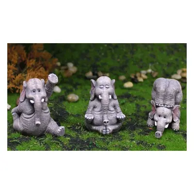 Three-Piece Yoga Elephant Statue Set