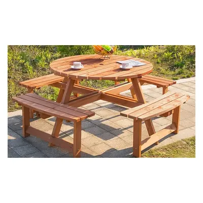 Outsunny Eight-Seater Round Picnic Table Bench