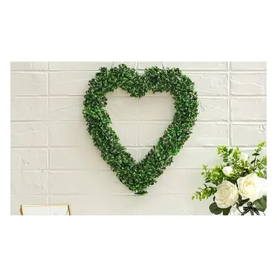 Artificial Boxwood Green Leaves Heart Wreath