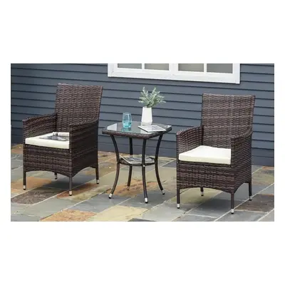 Outsunny Three-Piece Outdoor Rattan-Effect Bistro Set, Style 1