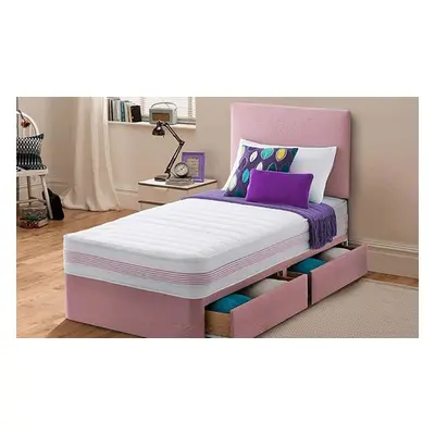 Velvet Divan Bed and Mattress, Pink,Without Drawers