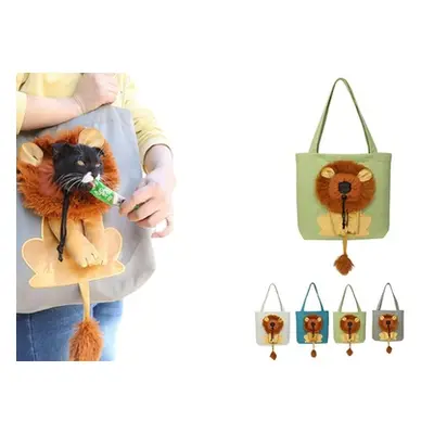 Lion-Shaped Pet Canvas Shoulder Bag, Large,Green