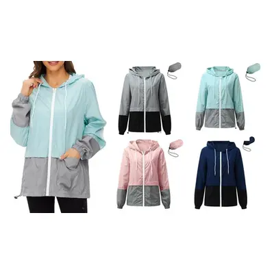 Women'sOutdoor Lightweight Hooded Windbreaker Packable Jacket, Pink,UK16