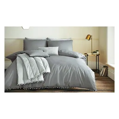 Pom Pom Duvet Set, Charcoal,Single