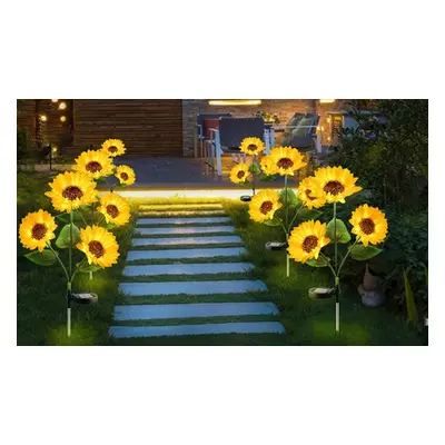 Upgraded 3 in 1 Solar Sunflower LED Lights, Four Packs