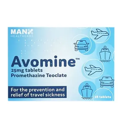 Avomin Tablets Prevention and Relief of Travel Sickness 25mg - 28 Tablets pillpharm