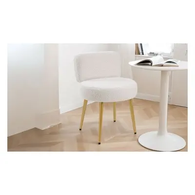 Soft Cream Faux Fur Vanity Chair with Metal Frame