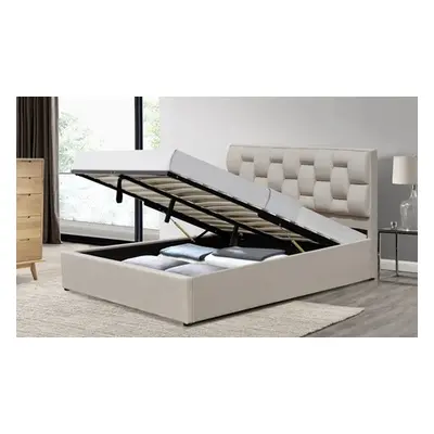 Brisbane Velvet Ottoman Bed, Double,Frame and Tobe Mattress,Cream