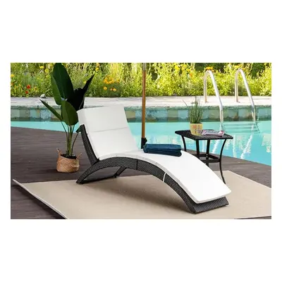 Outsunny Rattan Sun Lounger, Black