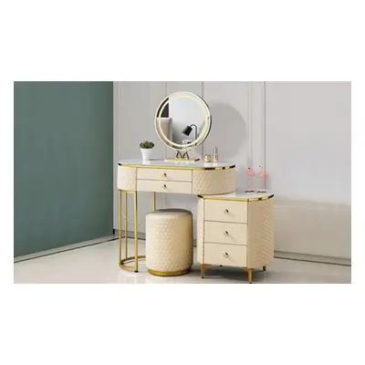 Geneva Dressing Table Set with Integrated LED Mirror, Grey