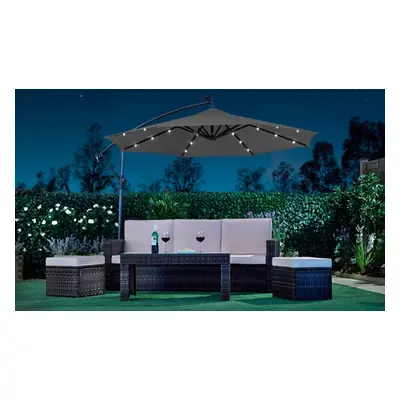 Solar LED Cantilever Parasol with Cover and Optional Base, Cantilever Parasol, Sage Green