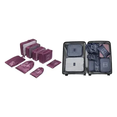 Eight-Piece Travel Luggage Organiser Bag Set, Navy