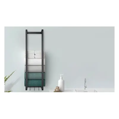 Modern Style Carbon Steel Wall Towel Rack with Hooks