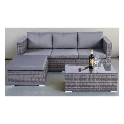 Dunham Grey Four-Seater Rattan Sofa Set with Coffee Table