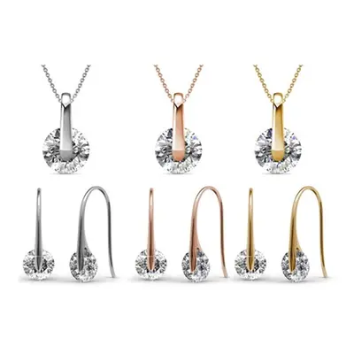 Classy Austrian Crystal Jewellery Collection, Pendant and Earrings Set,Gold