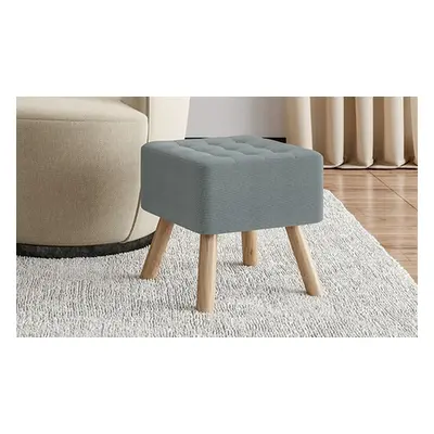 Linen Fabric Padded Wooden Leg Footstool