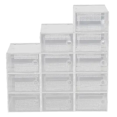 12-Compartment Stackable Shoe Storage Box Organisers