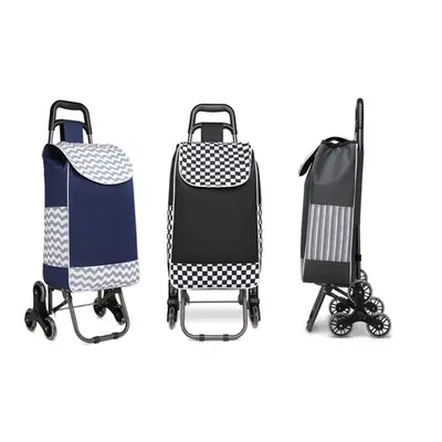 Kono Six-Wheel Push Shopping Trolley, Navy