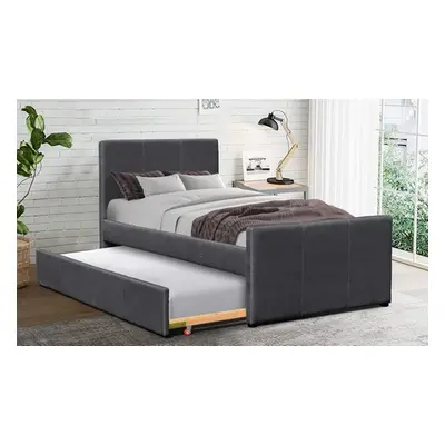 Fabric Clifton Bed, Frame and Two Mattress,Brown