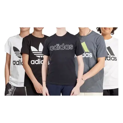 Adidas Boys Unisex Cotton Crew Neck Short Sleeve T-Shirt,Black, Design 5(3 stripe),13-14 year