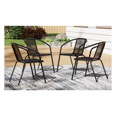 Four Packs of Outdoor Patio Metal Wicker Stackable Dining Chairs