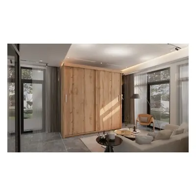 Lugo Sliding Wardrobe 203cm Stylish Storage in Oak Finish