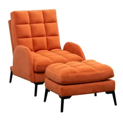 Leisure Velvet Recliner Armchair with Footstool