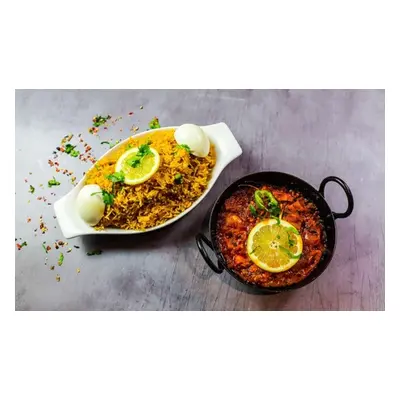 Dinner for Two includes a starter main rice and Naan and soft drink