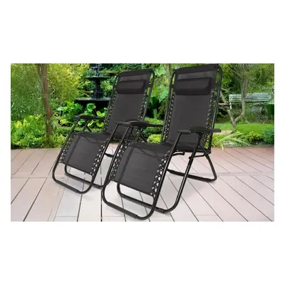 Aspect Set of Two Reclining Garden Lounger Chairs with Head Pillows