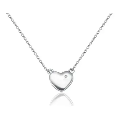 Natural Diamond Heart Pendant in White Gold Plating