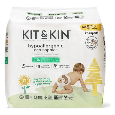 Kit & Kin Disposable Nappies - Junior Size 5 - Pack of 28