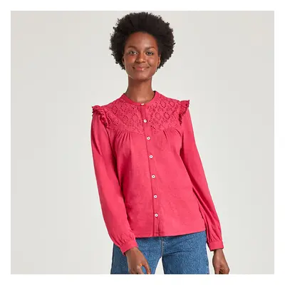 Thought Organic Cotton Pretty Broderie Blouse - Raspberry Pink