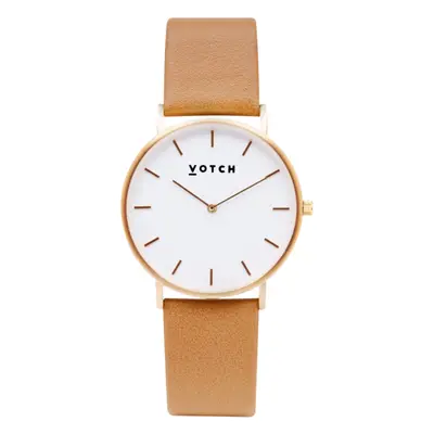 Votch Classic Collection Vegan Leather Watch - Tan & Gold