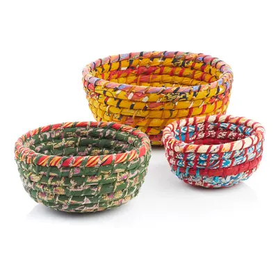 Recycled Sari Round Nesting Baskets - Set of 3