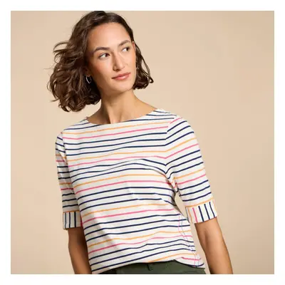 White Stuff Fairtrade Sydney Boat Neck Stripe Tee - Ivory