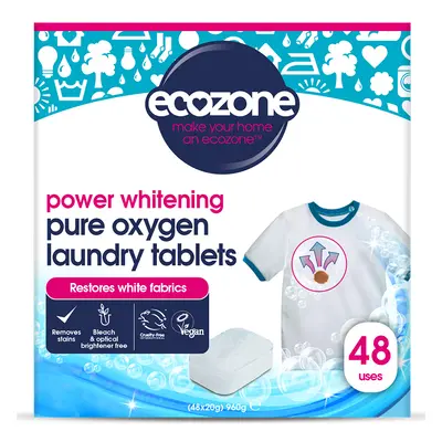 Ecozone Pure Oxygen Laundry Tablets - Power Whitening - 48 Tablets