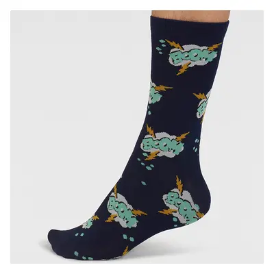 Thought Navy Tayler Art Pop Organic Cotton Socks - UK7-11