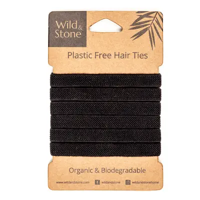 Wild & Stone Plastic Free Hair Ties - Black - Pack of 6