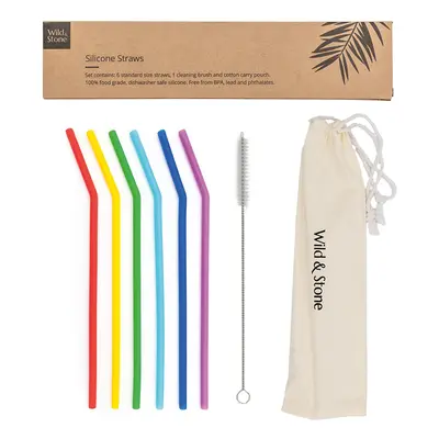 Wild & Stone Reusable Silicone Drinking Straws - Pack of 6