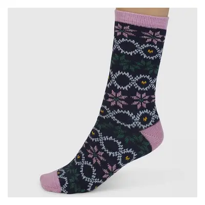 Thought Navy Eleni Fairisle Wool Socks - UK4-7