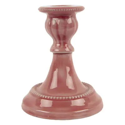 Ian Snow Moulded Metal Ceramic Candle Holder - Old Rose