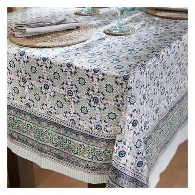 Green Block Print Tablecloth - 150cm x 220cm